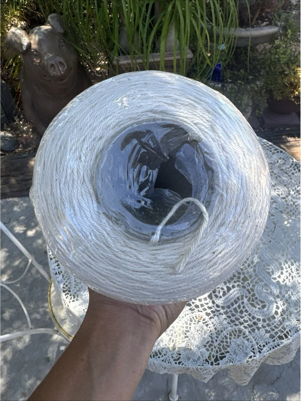 Peaches & Cream Yarn 1 lb. 453g. Cone White 100% Cotton Made in USA  4Ply